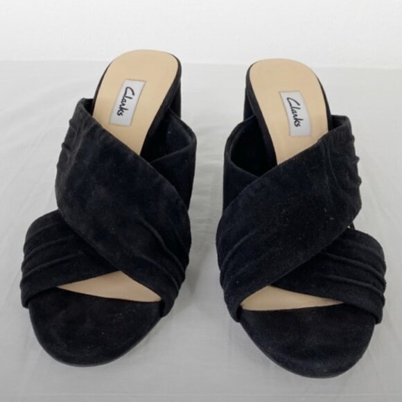 EUC Clark's Amali Primrose Black Suede Sandals Size 8-8.5 - Picture 3 of 7